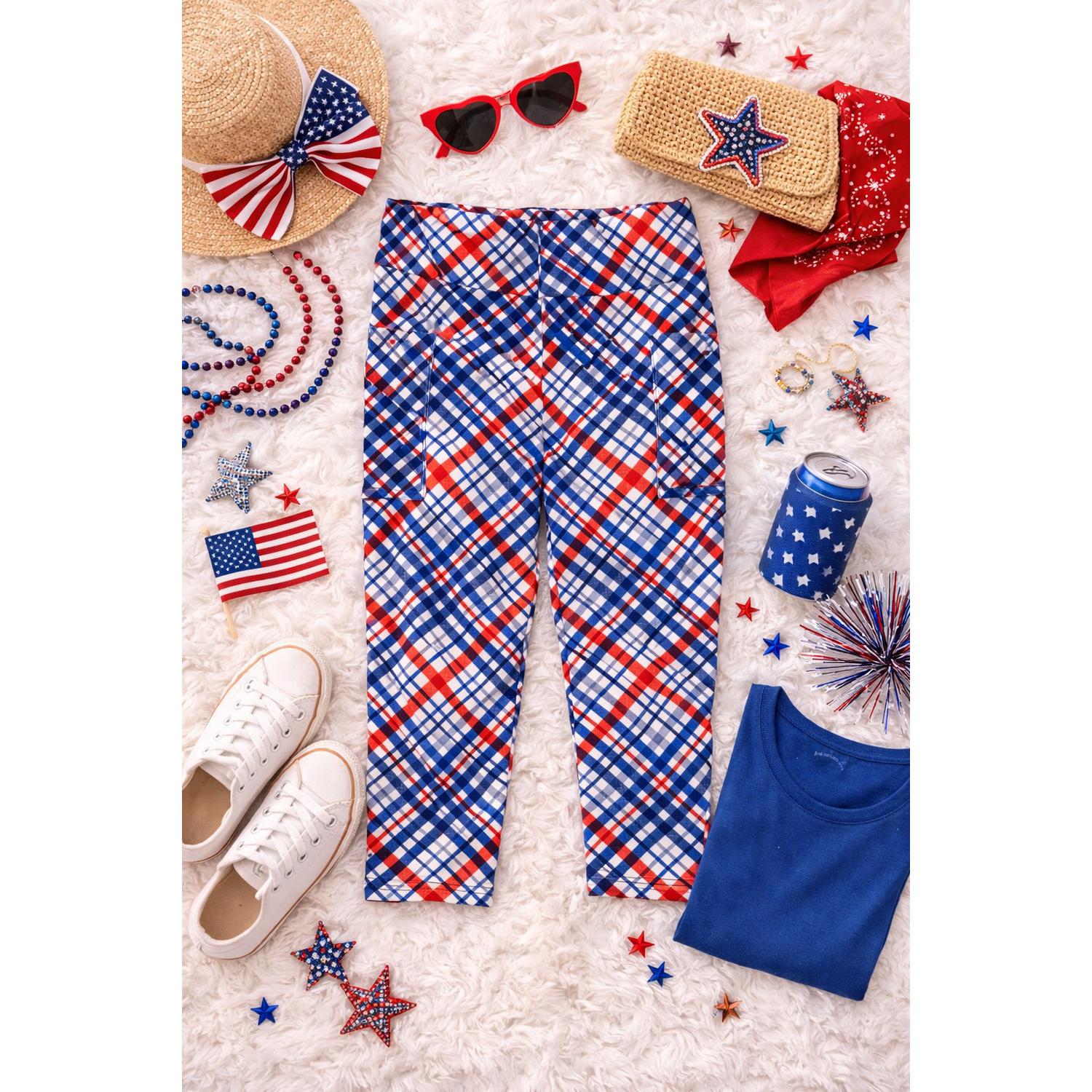Julia Rose - Women's Betsy Patriotic Capri Leggings