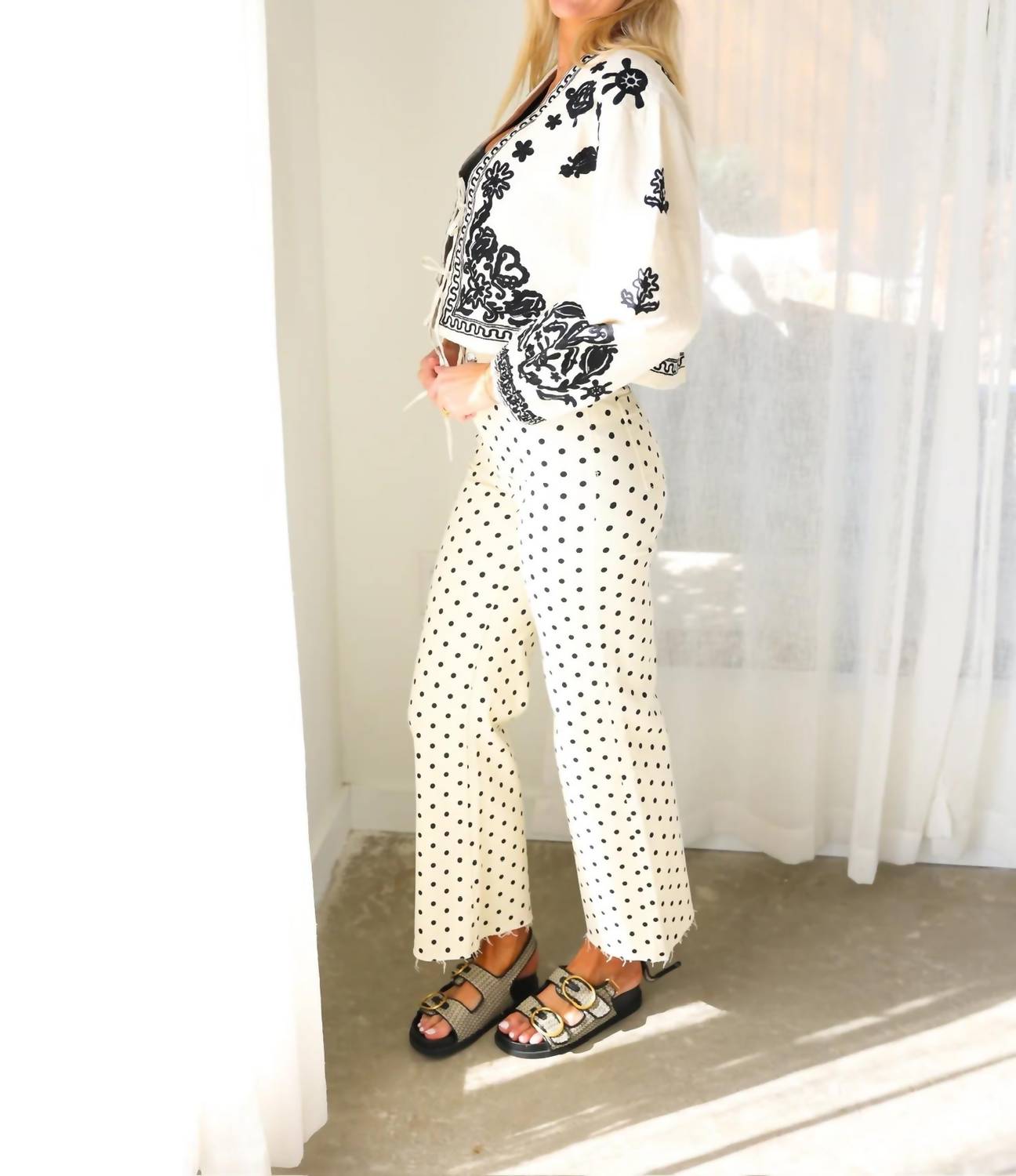 Elan - Embroidered Tie Front Jacket