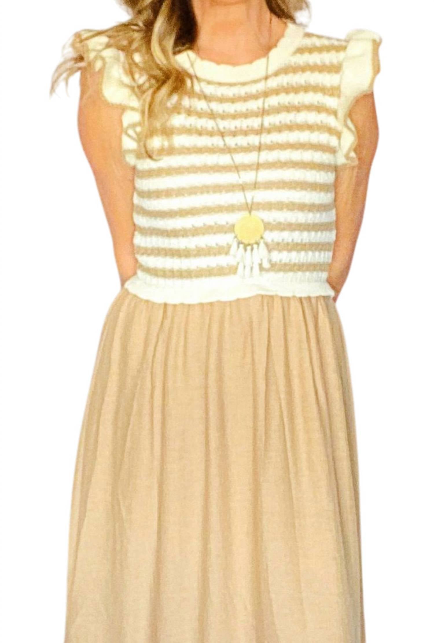 By The River - Woven Knit Striped Top Maxi Dress With Solid Bottom