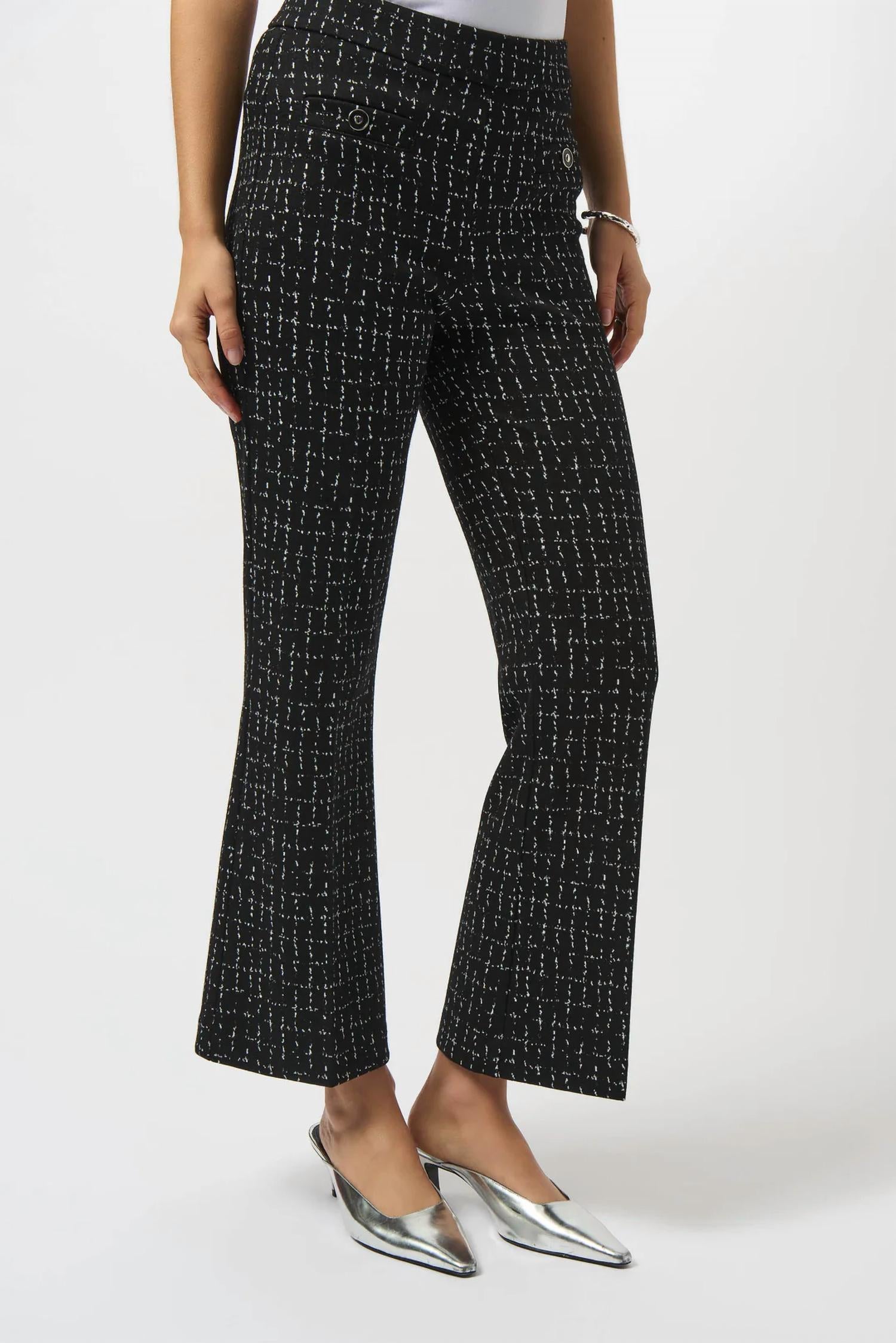 Joseph Ribkoff - Checkered Print Pull On Flared Pants