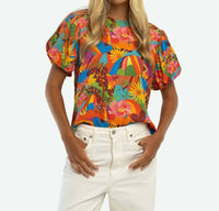 BRITON COURT Kylie Short Puff Sleeves Top in sugar coral - women's blouse