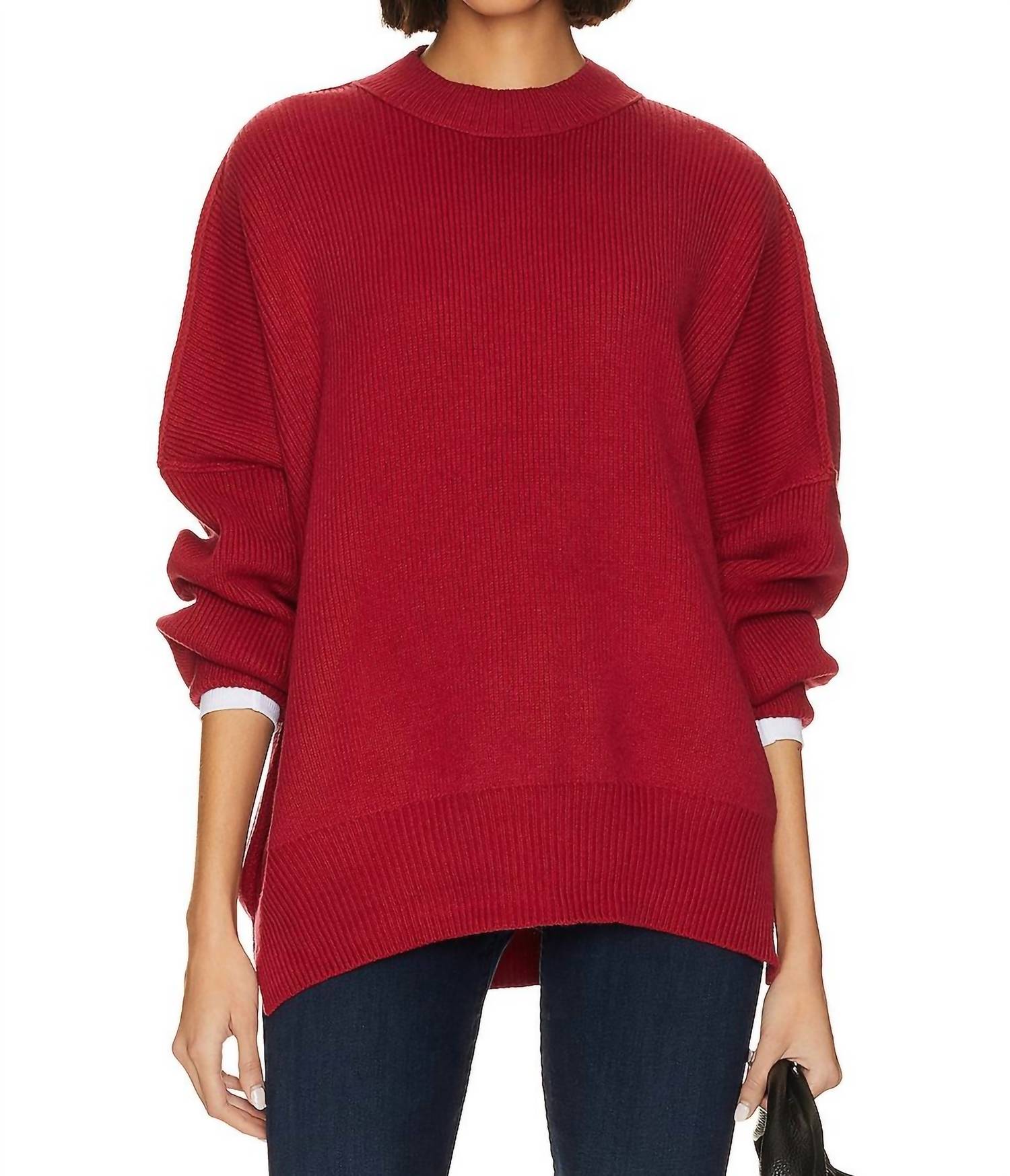 Free People Easy Street Tunic Sweater in cherry 1 - women's sweater