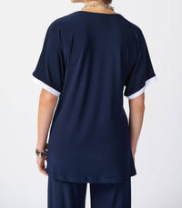 Joseph Ribkoff - Casual Striped V-neck Pullover