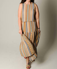 GILLI Sundancer Top And Skirt Set in beige multi - women's skirt