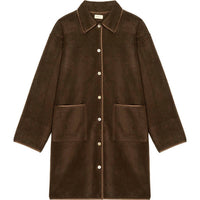 DONNI. Polar Fleece Coat in brown - women's jacket - detail view