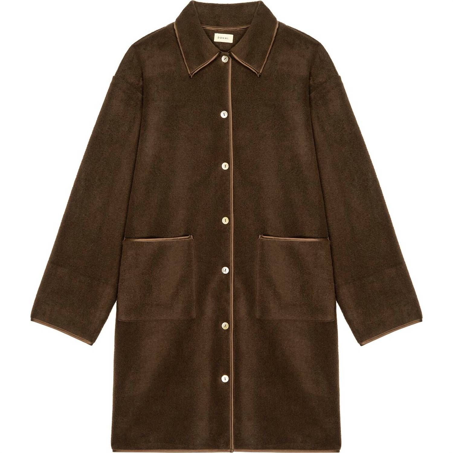 DONNI. Polar Fleece Coat in brown - women's jacket - detail view