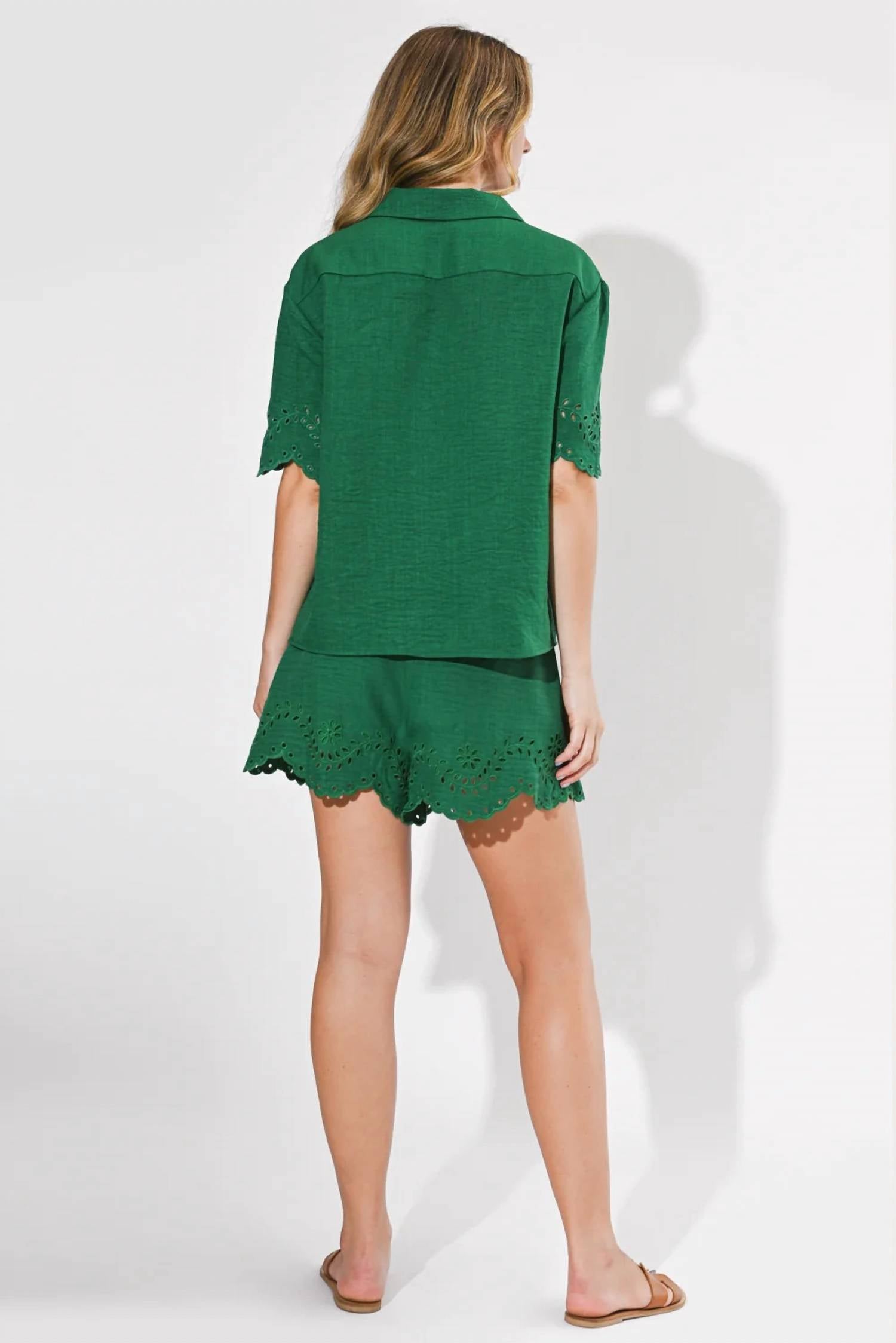Adelyn Rae - IRENE EMBROIDERED SHORT SLEEVES SHIRT