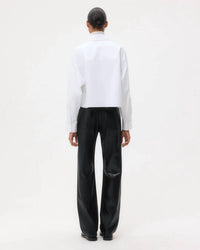TWP Soon To Be Ex Button-Down With Bib in super compact white poplin cotton - women's shirt - detail view