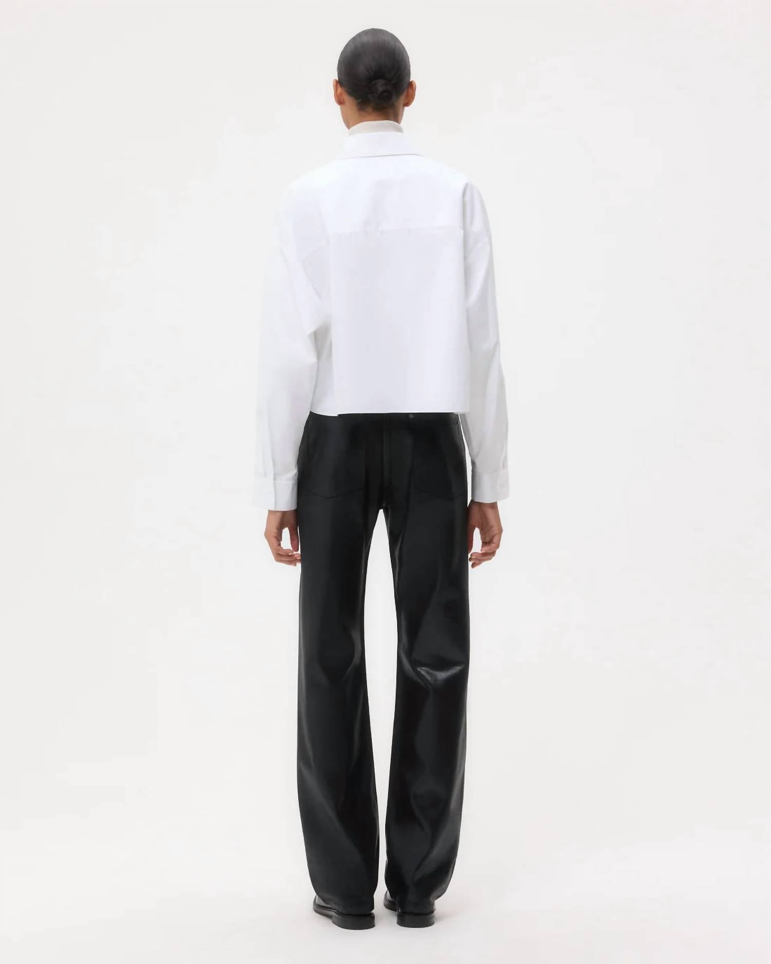 TWP Soon To Be Ex Button-Down With Bib in super compact white poplin cotton - women's shirt - detail view