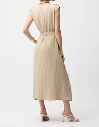 Joseph Ribkoff Textured Woven Shirt Dress with Sash in parchment - women's dress - view 8