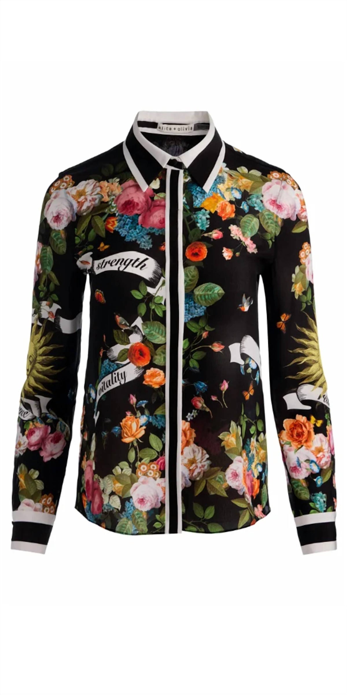 Alice + Olivia - Willa Printed Silk Button-up Shirt
