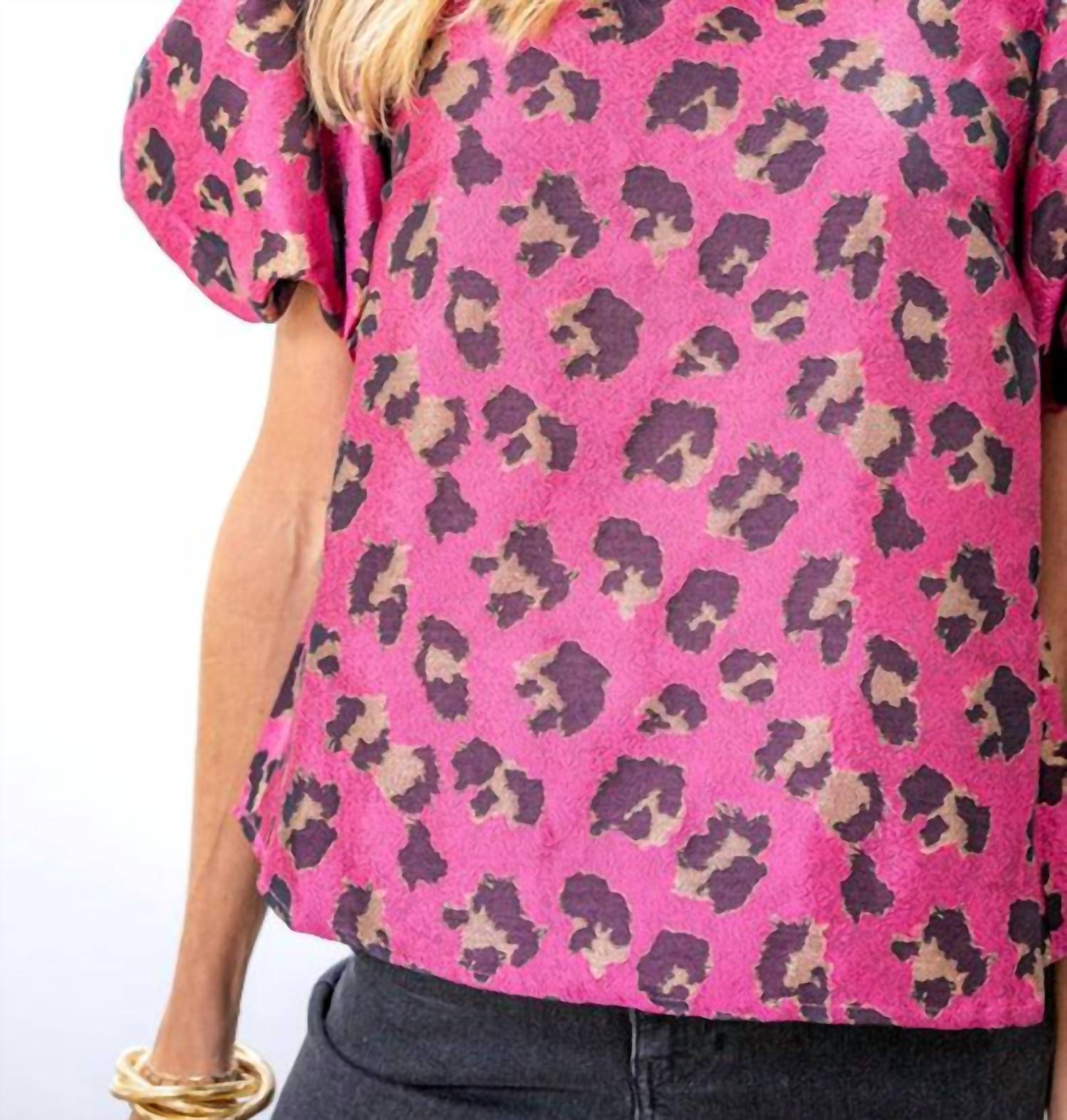 Thml - Puff Sleeve Leopard Print Top