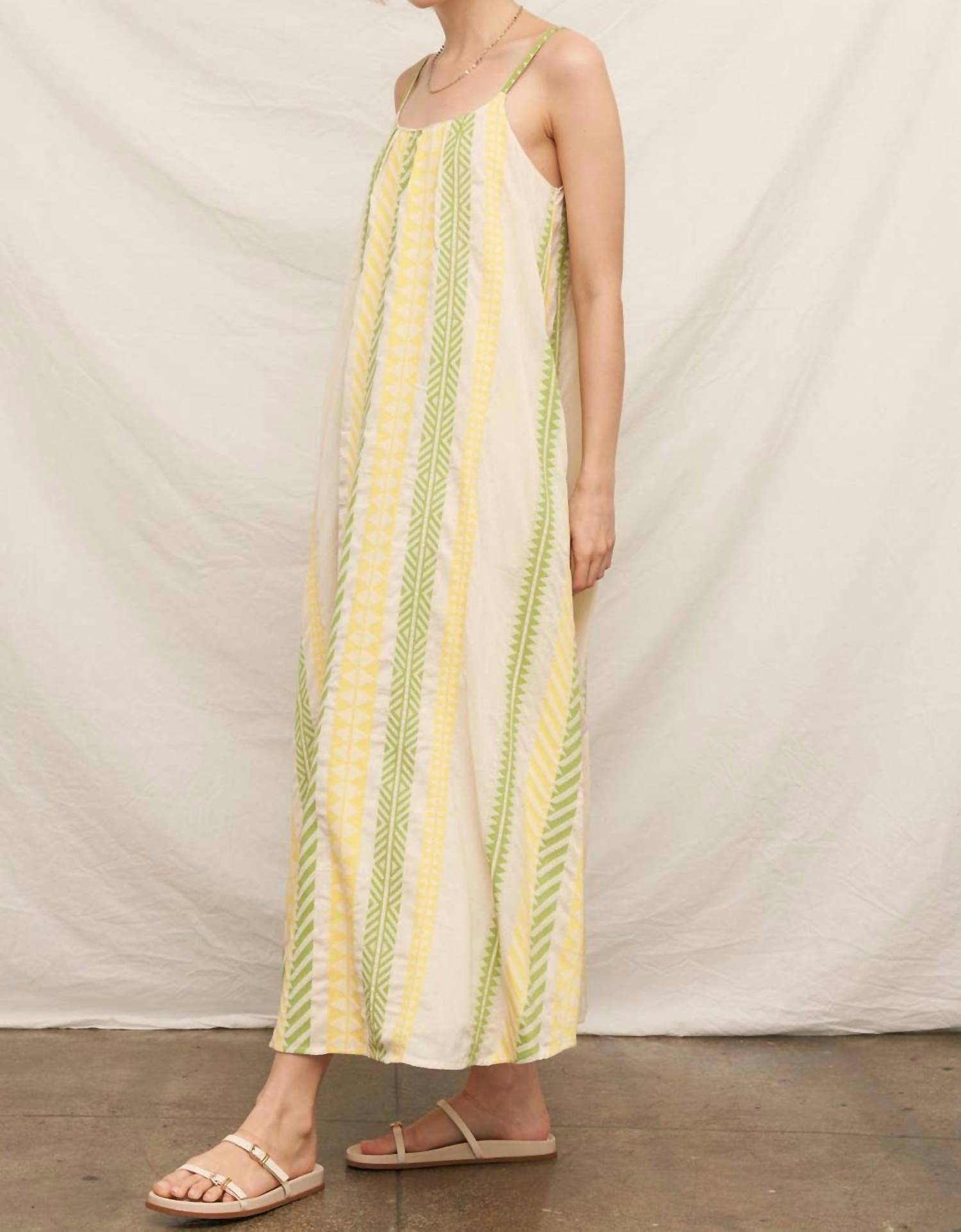 En Creme - Neon Embroidered Cami Maxi Dress