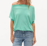 SIX/FIFTY Short Sleeve Anywhere Top in sea foam - women's t-shirt