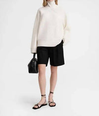 TOTEME Ribbed Chimney Neck Knit Top in white - women's sweater