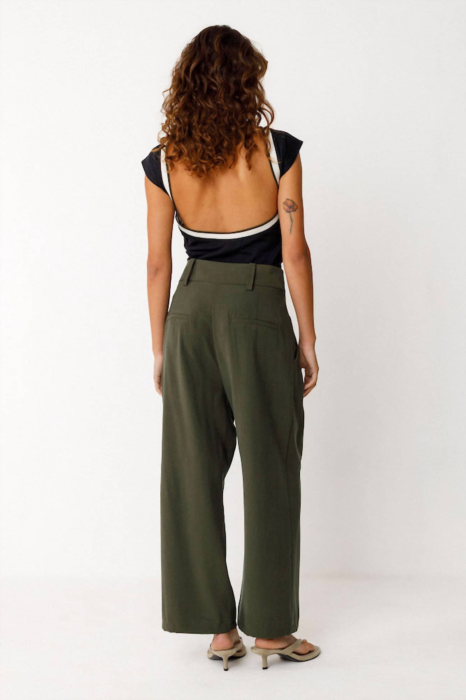 SKFK Esti Trouser in basil green - women's pants - alternate view