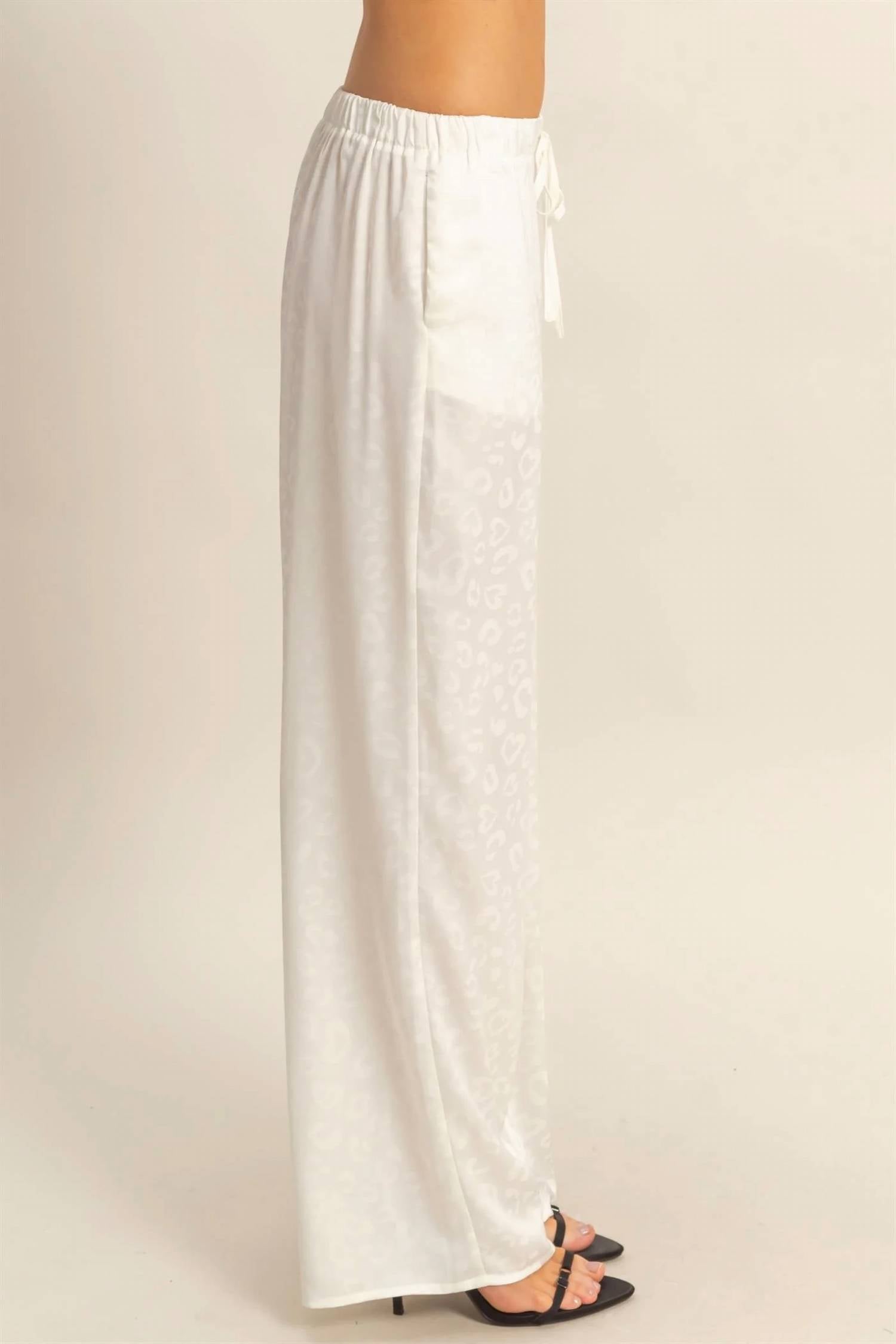 Golden - Domino Leopard Print Wide-leg Drawstring Pants