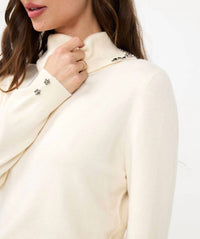 Esqualo - Gida Gem Embellished Split Turtleneck Sweater