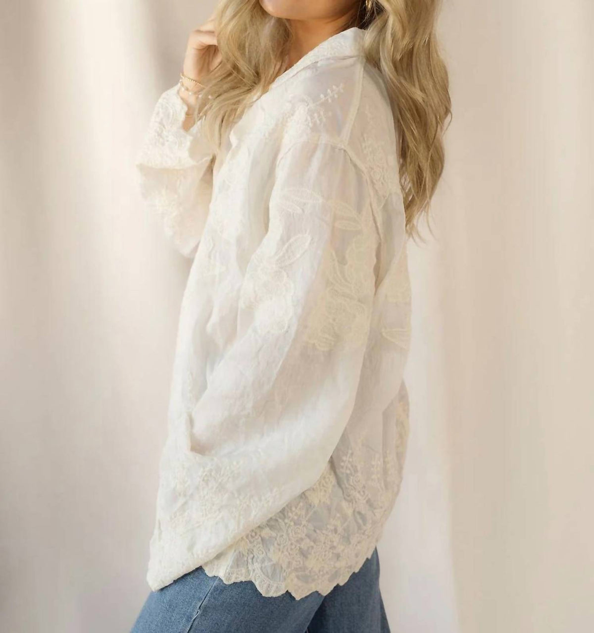Pol - Tilly Embroidered Button Up Top