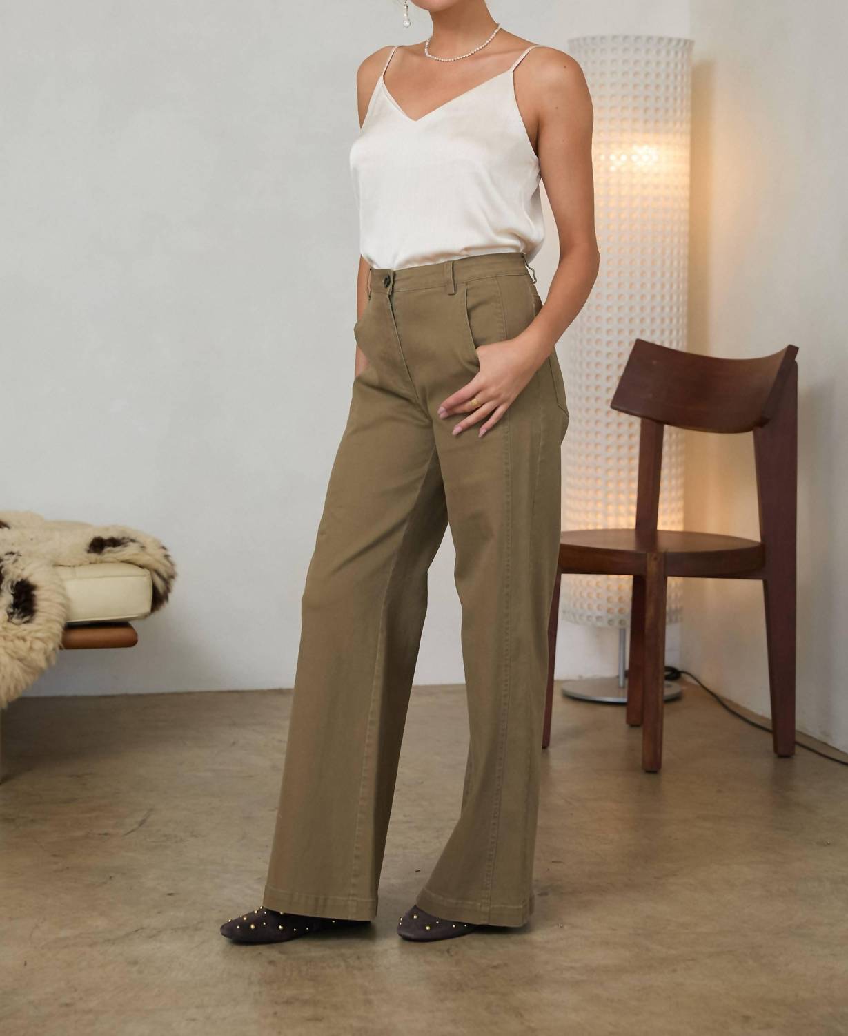 Skies Are Blue - Cotton Twill Straight-leg Pants