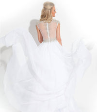 Rachel Allan - Beaded High Mesh Neck Chiffon Prom Gown