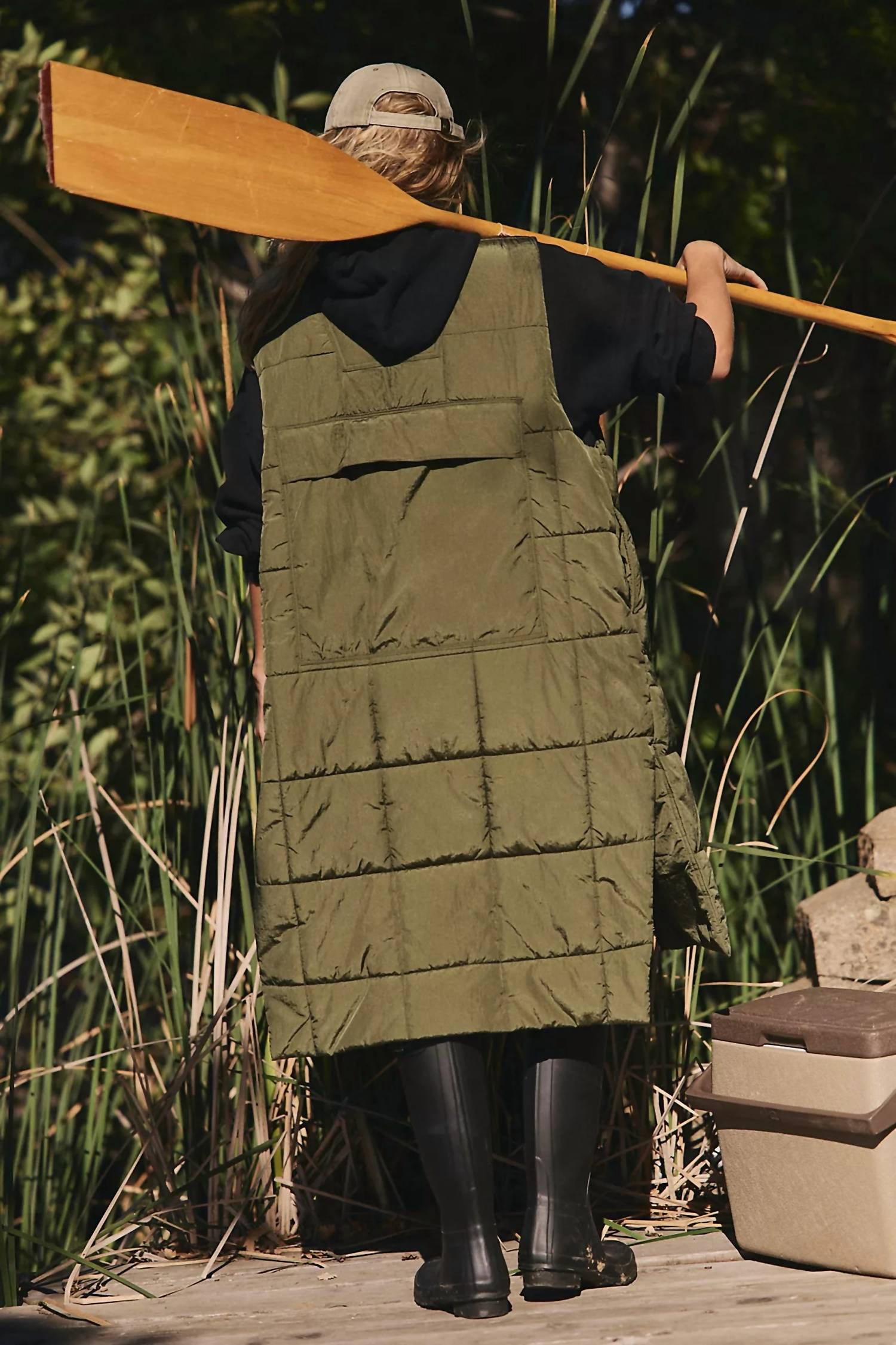 Free People On The Move Packable Puffer Vest in seagrass - women's jacket - alternate view