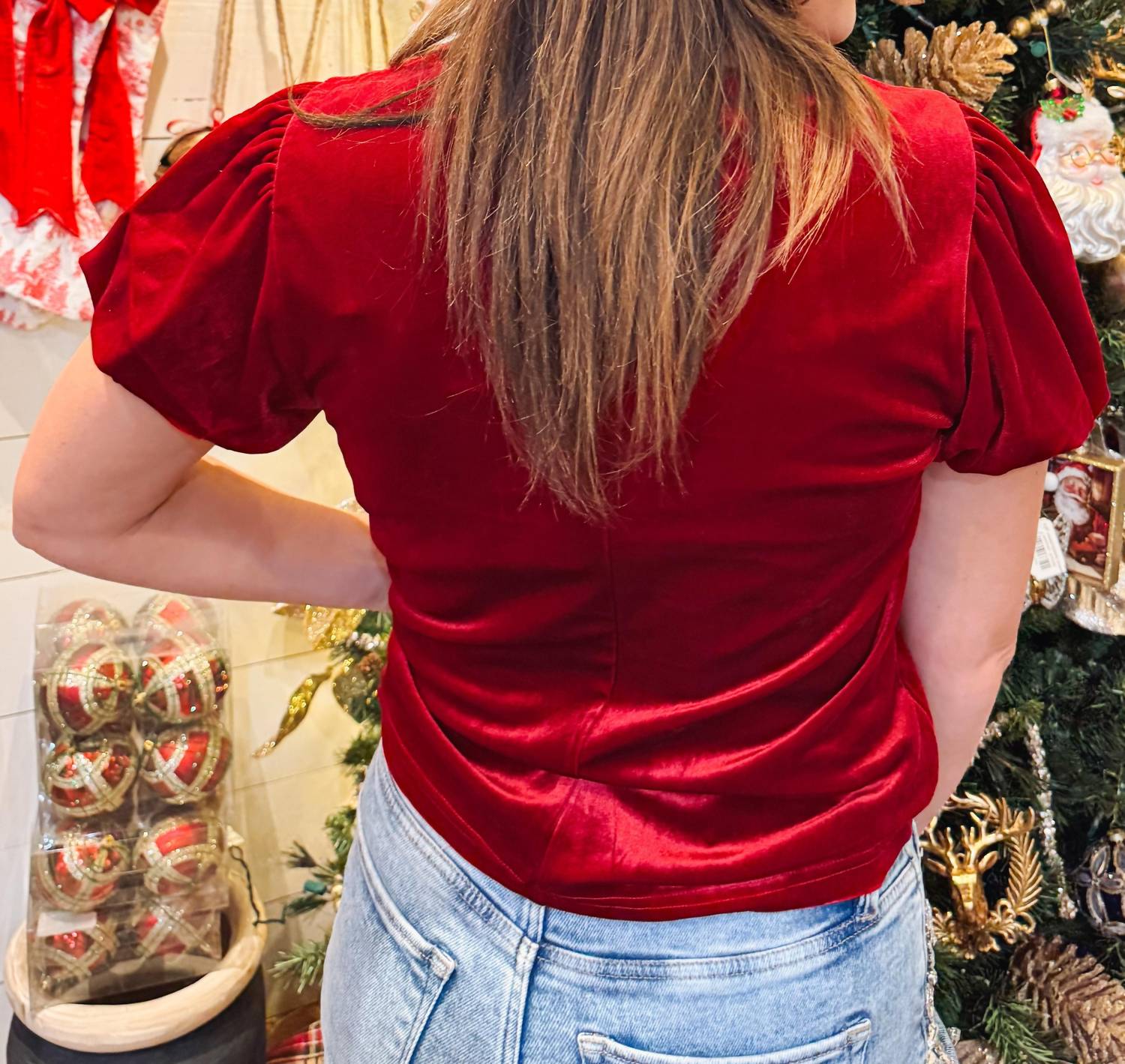 DEAR JOHN DENIM Vanessia Velour Top in apple blush - women's blouse - alternate view