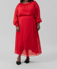 Mat Fashion - Long Sleeve Georgette Dress - Plus