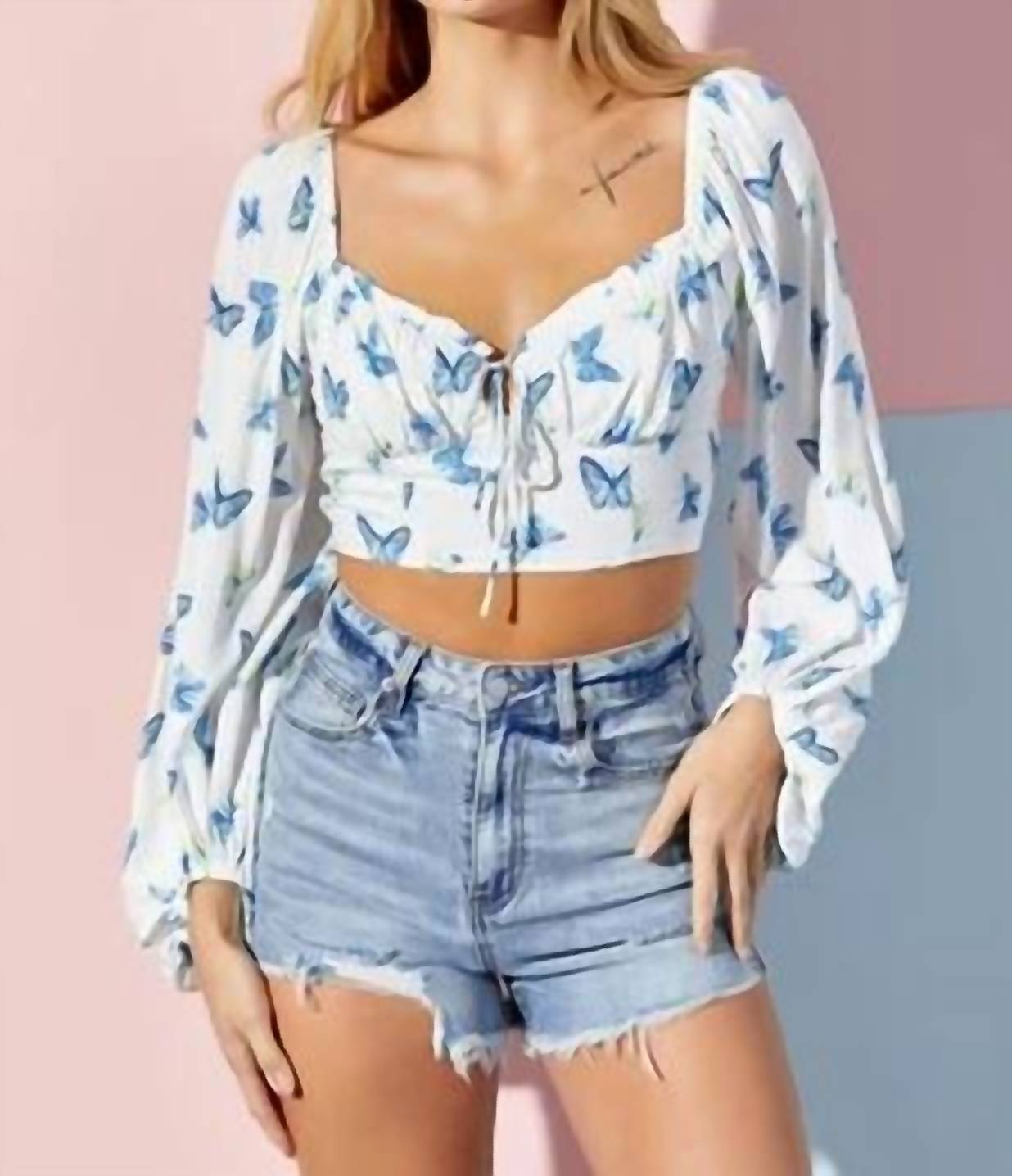 Baevely By Wellmade - Butterfly Print Top