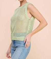 Allie Rose - Open Weave Foil Knit Crochet Tank Top