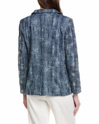 Gracia - Flower Embroidered Denim Blazer