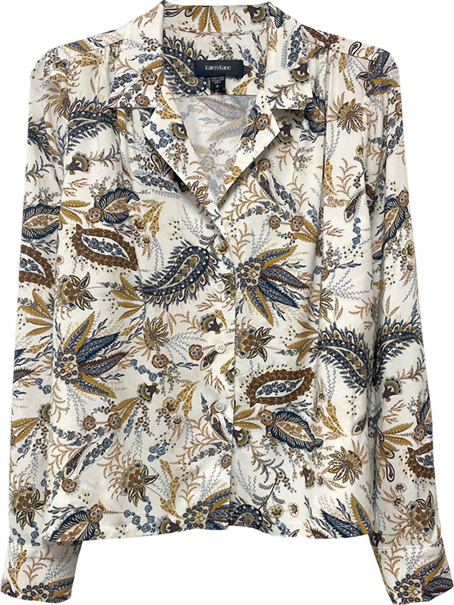 Karen Kane - Paula Paisley Long Sleeve Button Down Shirt