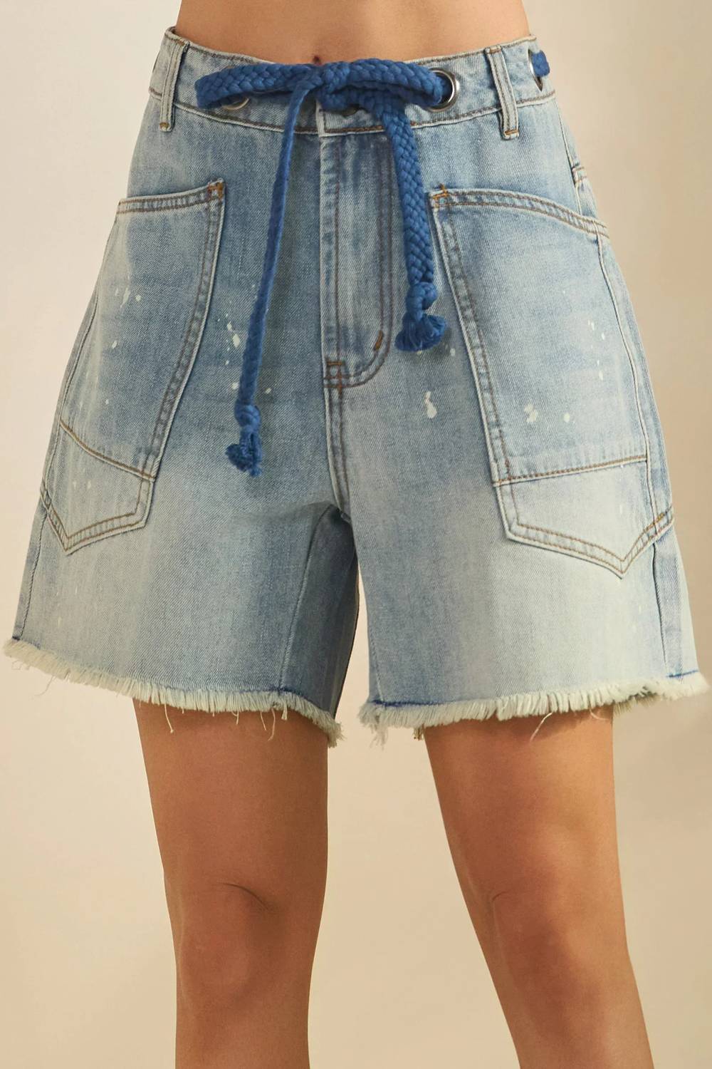 Oli & Hali - Women's Slouchy Pocket Distressed Denim Shorts