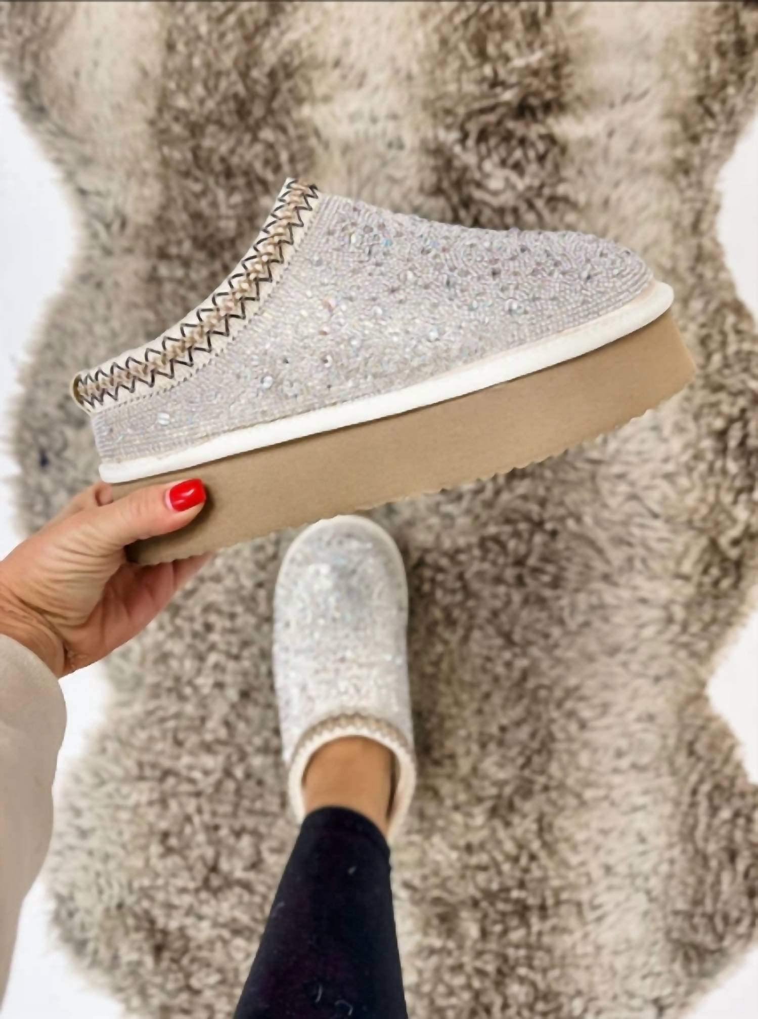 Hey Girl by Corkys Women's Clear Rhinestone Platform Shoes in white - women's shoe