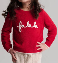 BAREFOOT DREAMS Toddler Fa La La Pullover in holly red - kids' sweater
