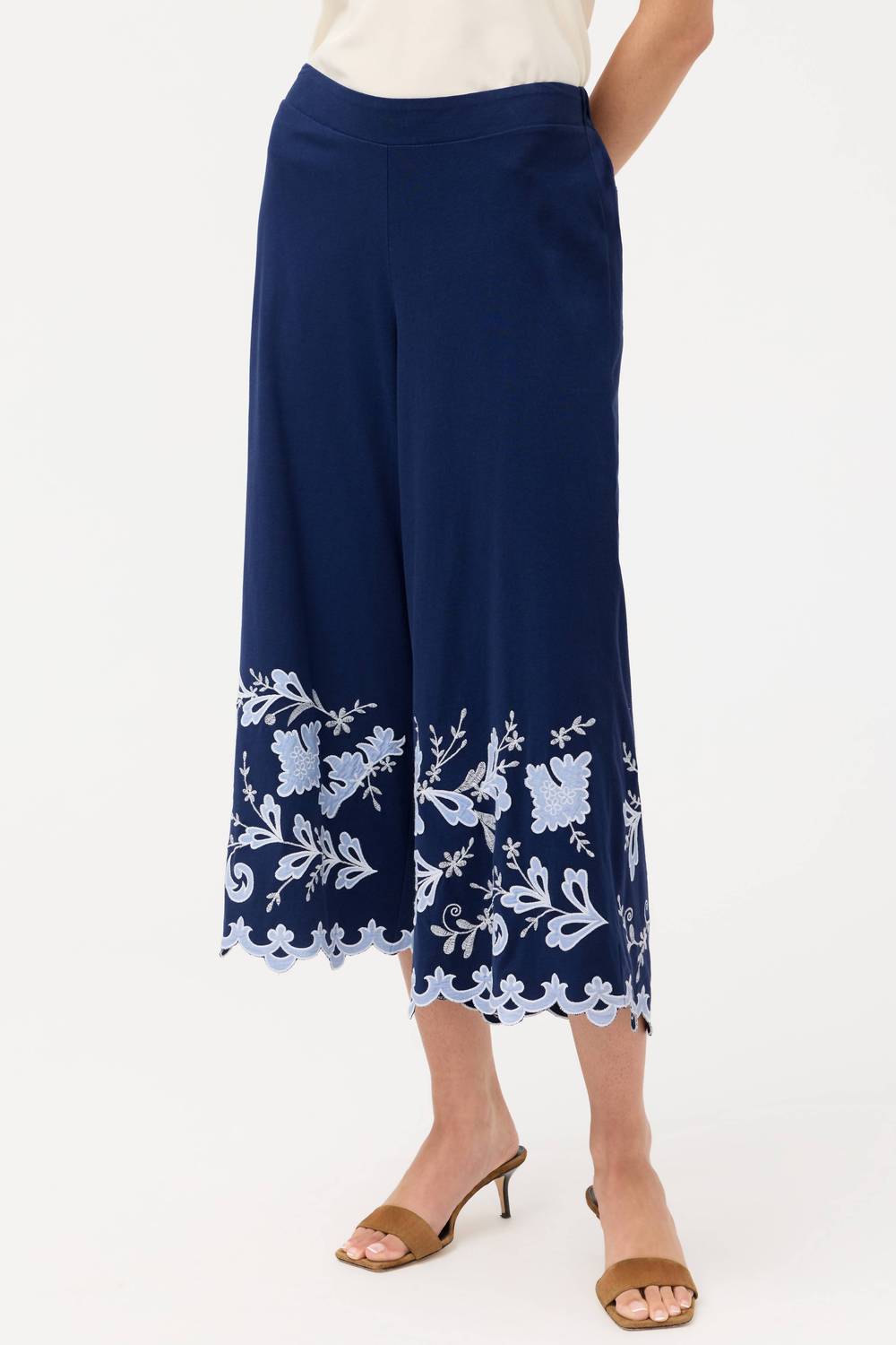 Johnny Was ADDELINE KNIT CULOTTE PANT in navy - women's pants - alternate view