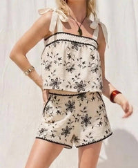 Illa Illa - Riley Embroidered Tie Strap Tank Top