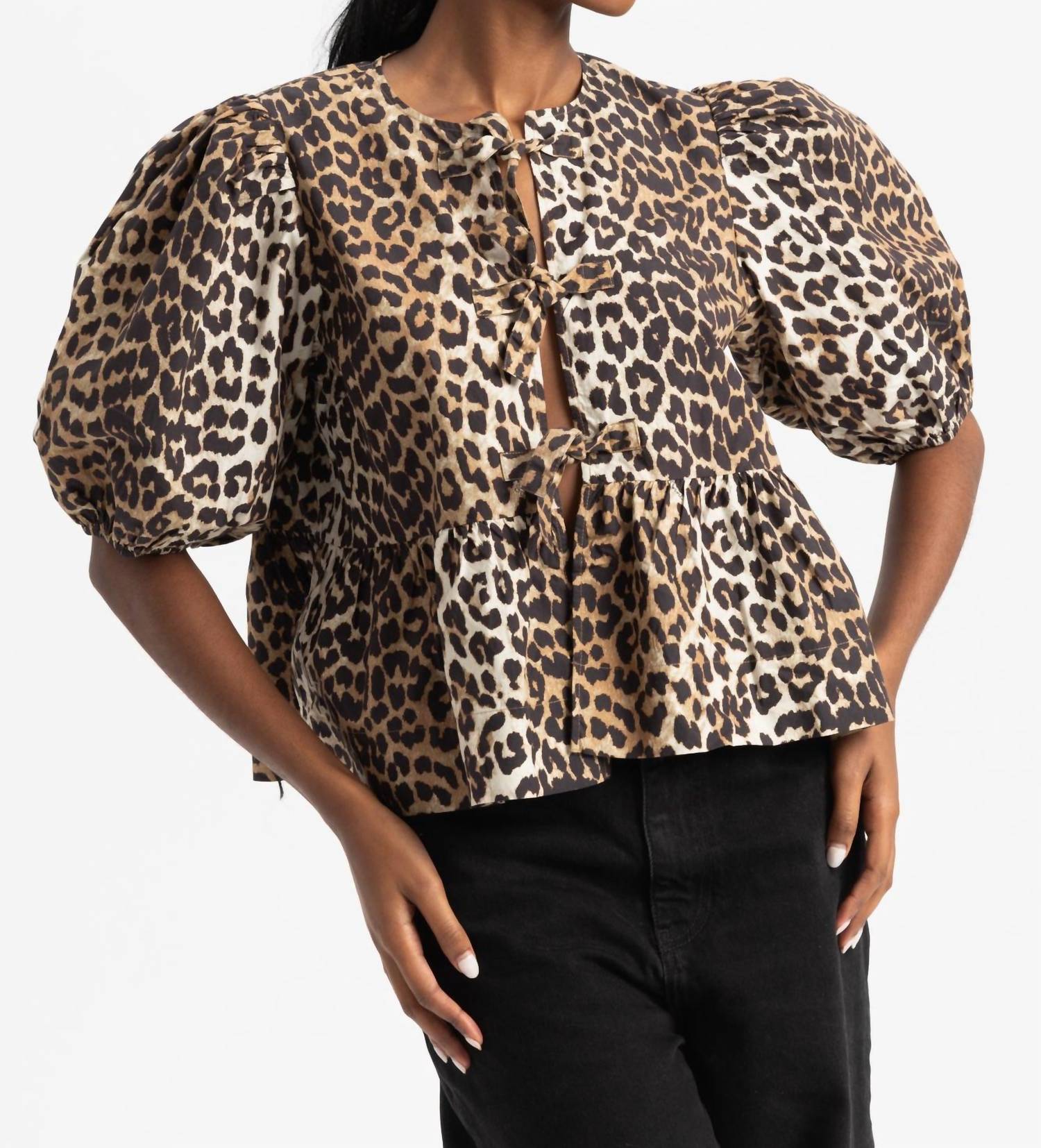 Ganni - Peplum Tie Blouse