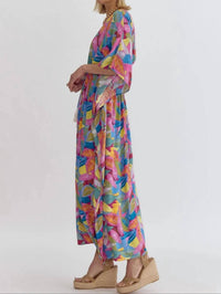 Entro - Colorful Print V-neck Maxi Dress