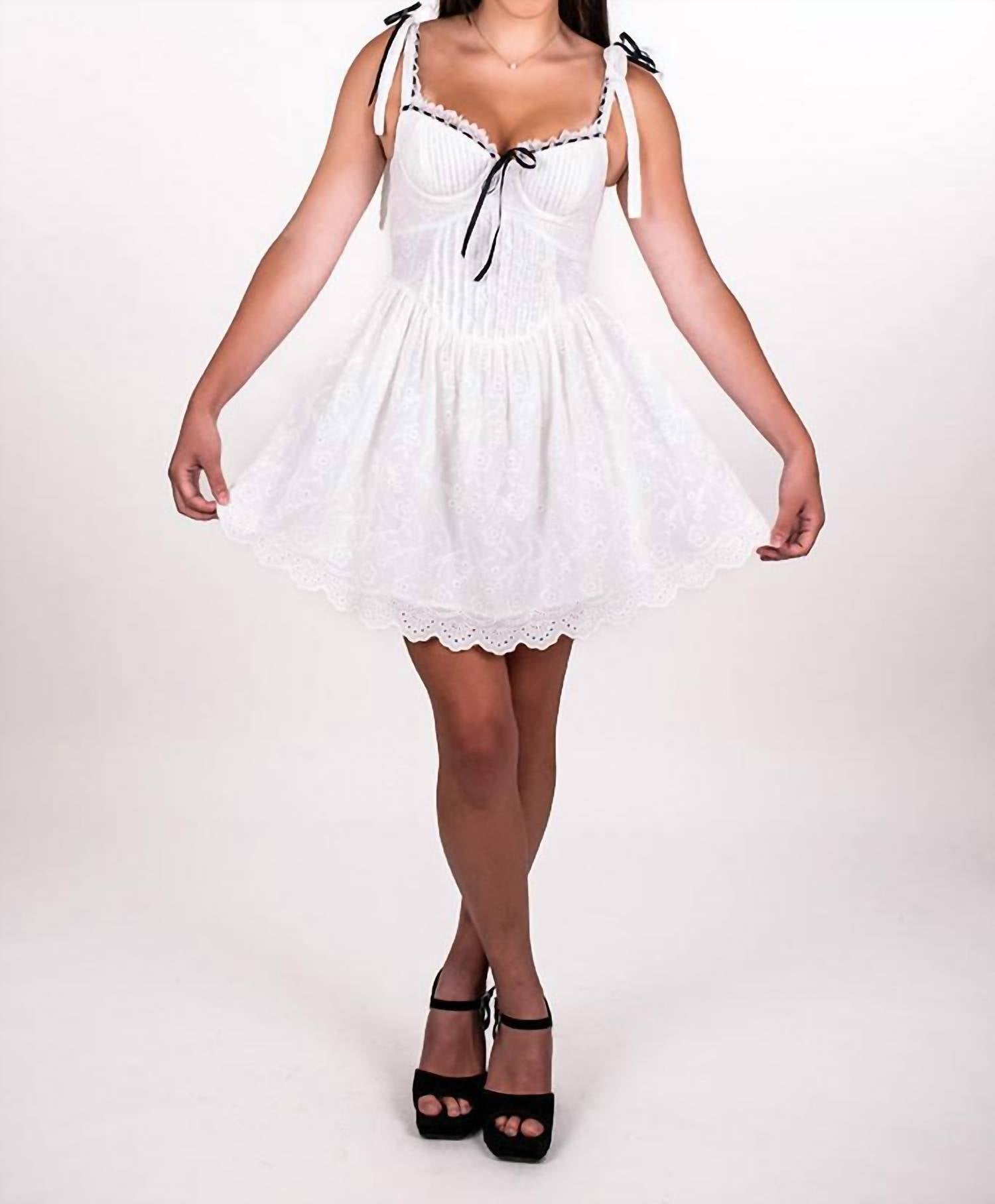 Sky To Moon - Women's Corset Top Eyelet Mini Dress