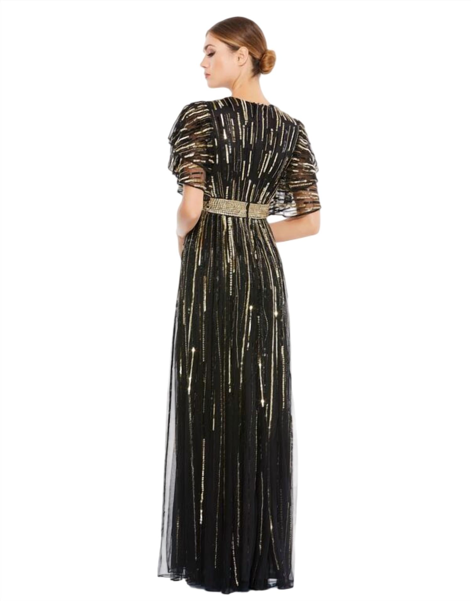 Mac Duggal - Flare Sleeve Embellished Dress