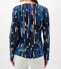 Joseph Ribkoff - Mesh And Satin Geometric Print Fitted Jacket Style