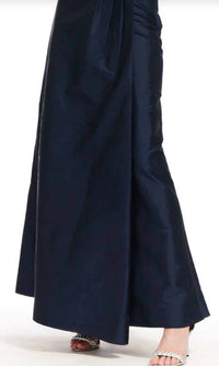 EMILY SHALANT Taffeta Slim Wrap Skirt in navy - women's skirt - alternate view