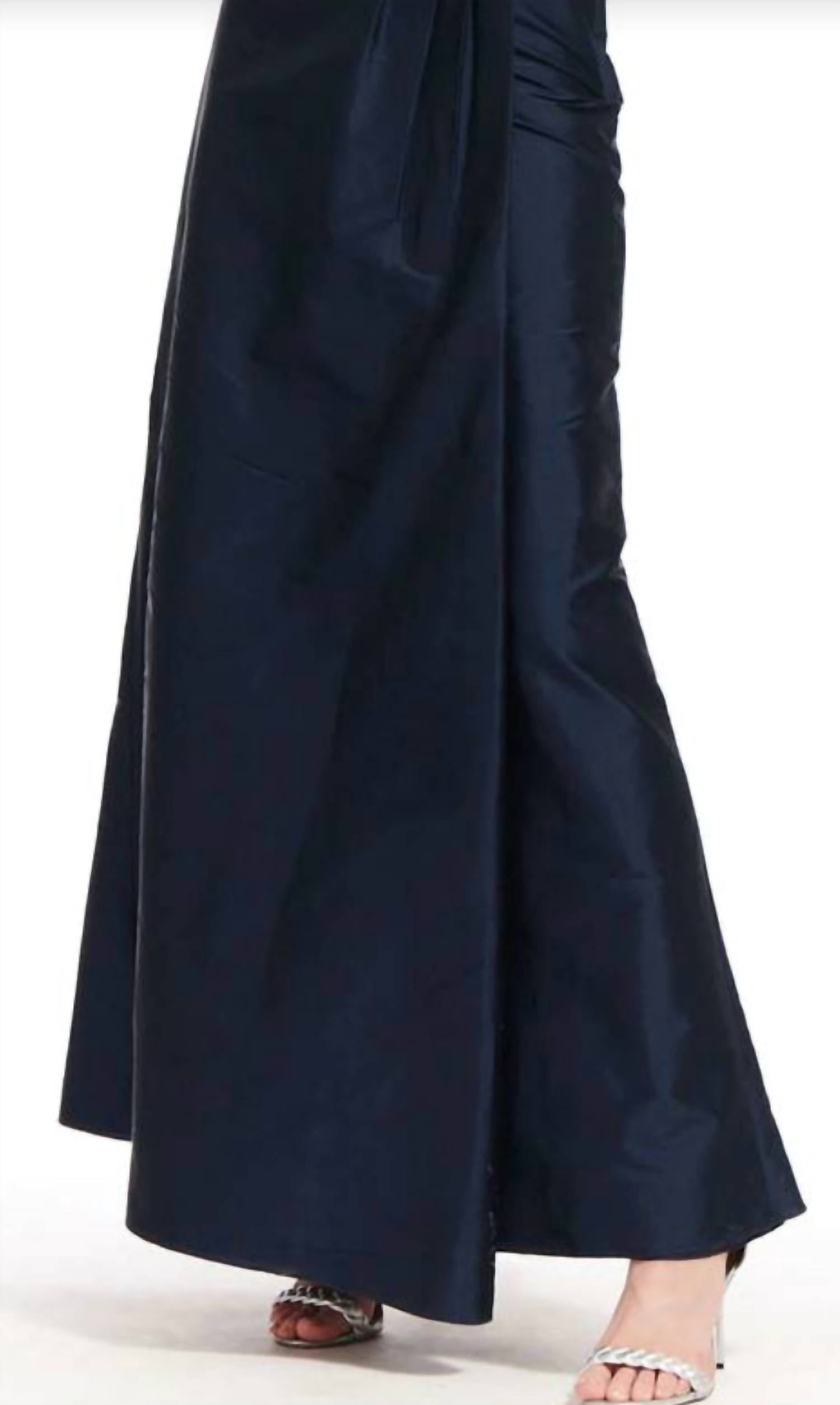 EMILY SHALANT Taffeta Slim Wrap Skirt in navy - women's skirt - alternate view