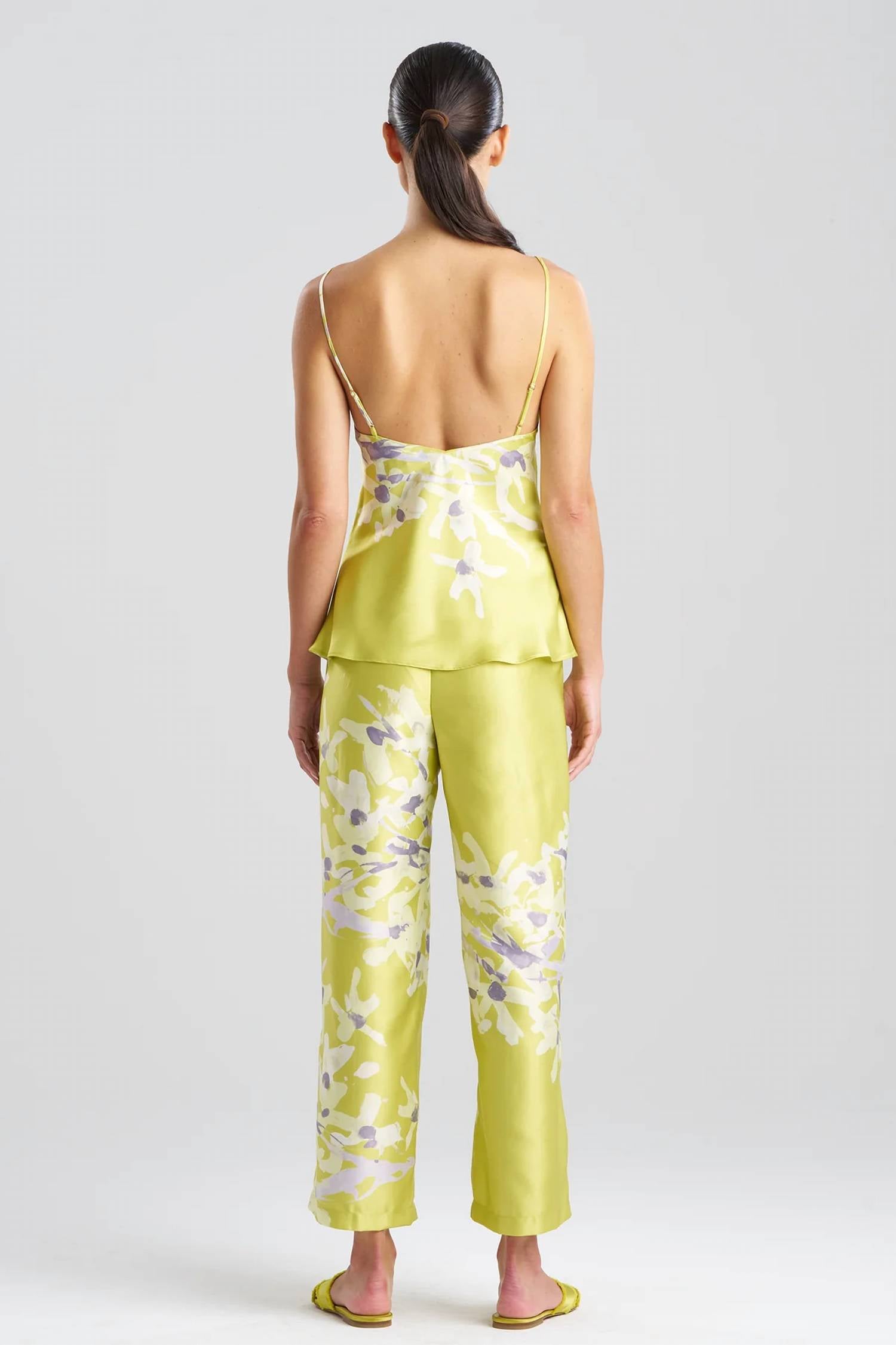 Natori Sumi-e Cami Pj Set in chartreuse - women's sleepwear - detail view