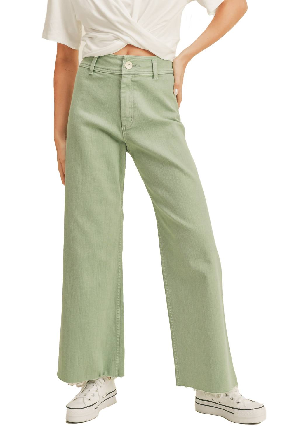 Miou Muse - Straight Wide Leg Denim Pants