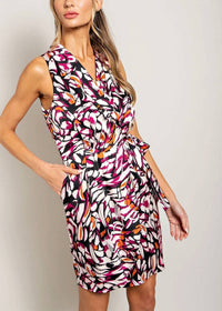 Ee:Some - Abstract Print Sleeveless Mini Wrap Dress