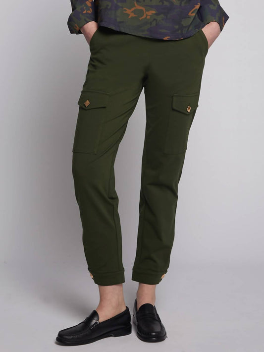 Trouser Cargo Green Stretch Knit