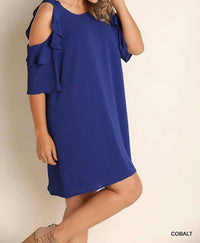 Umgee - Cold Shoulder With Ruffles Dress - Plus