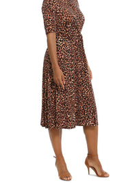 London Times - Tie-Waist Animal Print A-Line Dress